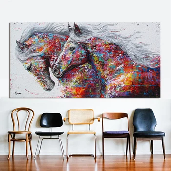 NESEBIČNO Živali Umetnosti Dve Teče Konj Platno Stensko Slikarstvo Umetnost Slike Za dnevno Sobo, Moderno Abstraktna Umetnost Tiska Plakatov