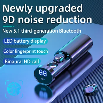 Novi 5.1 tretje generacije Bluetooth slušalke 9D panoramski zvoka za zmanjšanje hrupa nepremočljiva smart prstnih dotik slušalke.