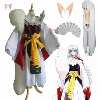 Novi Anime Inuyasha sesshoumaru cosplay Pustni Kostum Halloween Arthur Curry Fancy Kimono čevlji lasuljo velik rep meri