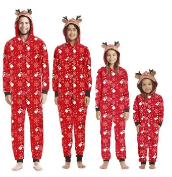 Novi Družinski Ujemanje Pižame Odrasli Otroci Baby Matchint Obleke 2020 Božič Rdeče Srčkan Sneg Jelena Romper Jumpsuits Darilo
