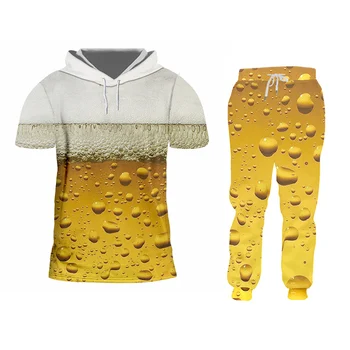 OGKB Moški pulover s kapuco Kul Moda Sveže Pivo 3D Tiskanih Hip-Hop Jesen / Zima Hoodie Hlače Nastavite Velikost 6XL Trenirko Moške Obleke