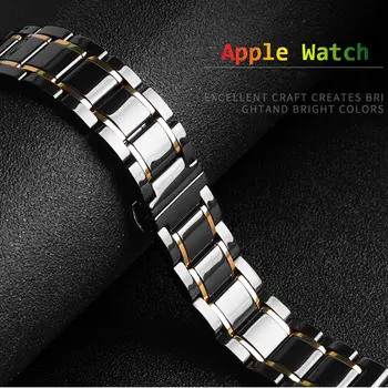 OHIŠJE+Keramični Trak Za Apple Watch Band 44 40mmm Luksuzni zapestnica iz Nerjavečega jekla 42mm 38 mm 44 mm iWatch series 3 4 5 jv 6