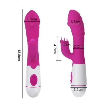 OLO Rabbit Vibrator Nastavek Vagina Masaža 30 Frekvenca G-Spot Klitoris Stimulator Spolnih Igrač za Ženske Jezika Lizanje Vibrator