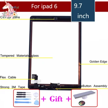 Original Za Apple iPad 2 3 4 5 6 ipad Zraka 1 2 Dotik občutljiv Zaslon s Tipko Home in Lepilo Računalnike Zamenjava sprednjega Stekla