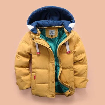 Otrok Navzdol Jakno 4-10T Let zimo otroci vrhnja oblačila fantje priložnostne toplo hooded suknjič za boy trdna fantje toplo coats