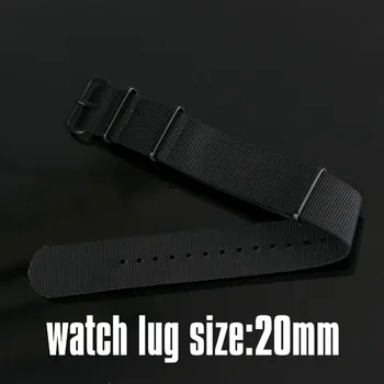 PEHOTA 20 mm Watch Band Black Težka NATO Trak Vojaške Vojske G10 4 Obroči Watchband Težka Zapestnico Watch Dodatki