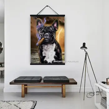 Platno živali francoski Buldog z Cigar Slike Doma Dekoracijo Slike Plakat HD Natisne Wall Art Modular Dnevna Soba Uokvirjena