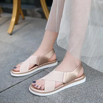 Plus velikost ženske čevlje poletje ravno čevlji Ravno sandali ženske 2020 novo širok maščobe noge moda lahki maščobe mehko dno Stanovanj