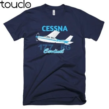 Poletje Kratkimi Bombaža T-Shirt Cessna 177 Kardinal RG (Modra) Letenje T-shirt - Osebno s N# Tee Majica