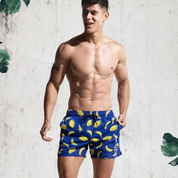 Poletje Mens Plavanje Hlačnic Vroče Bikini Kopalke Moški Deskanje Board Kratke Hlače Za Plavanje Boxer Kratke Hlače Dostopi Surf Krovu Hlače Banana