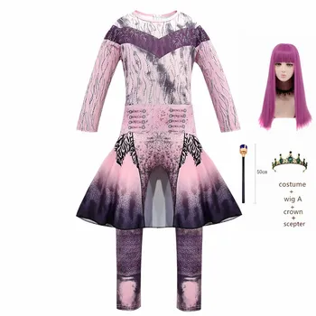 Potomci 3 Odrasle otroke Jumpsuits Halloween Party Obleka Mal Bertha Maleficent Cosplay Vijolično Audrey Cosplay Dekleta Kopalke