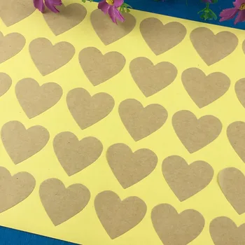 Prazno Srce Oblika Kraft Papir, Etikete, Nalepke Za DIY Ročno Izdelano Darilo /Torto Peko Zapiranje Embalaže Nalepke
