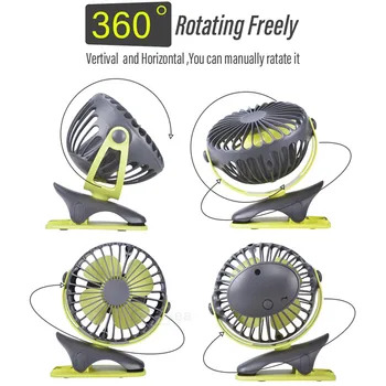 Prenosne Hladilne Mini Fan 360-Stopinjski Zasuk za ponovno Polnjenje Fan Polnjenje prek kabla USB Namizni Posnetek Fan Močan pretok Zraka 4-stopenjski Hladilnik
