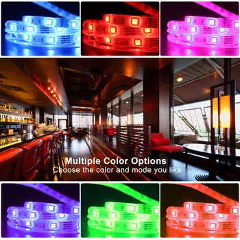 Prilagodljiv Neon Luči LED Trak 12V za Sobo, Kuhinjo Dekoracijo 5050 RGB Trak z 44key Krmilnik Barva Spreminja, Slabši Svetlobi