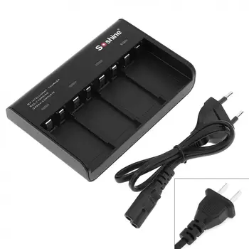 Prodaja Soshine Black 4 Reže Smart Polnilec z LED Indikator za 9V baterijo Li-ion / Ni-MH / LiFePO4 Baterije za ponovno Polnjenje