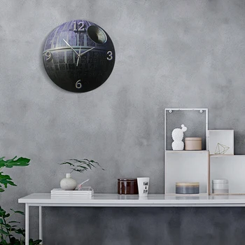 Prostor, Štev Death Star Tiskanje Stenske Ure Tihi Quartz Ura Visi Planet reloj de pared Sodobno Oblikovanje