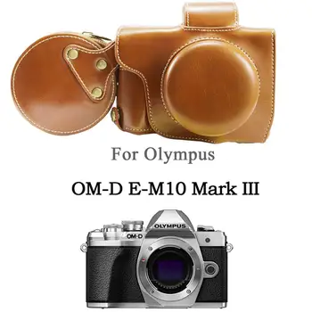 Pu Usnje Primeru Odpiranje Različico Zaščitna Polovico Telesa Pokrov Osnovo Za Olympus OMD EM10 III E-M10 Mark III EM10 MK3 s 14-42mm