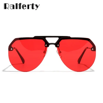 Ralferty Vintage sončna Očala Ženske 2019 Prevelik Transparentno Rdeča Očala za Sonce Ženskega Rimless Odtenki UV400 lunette femme W181205