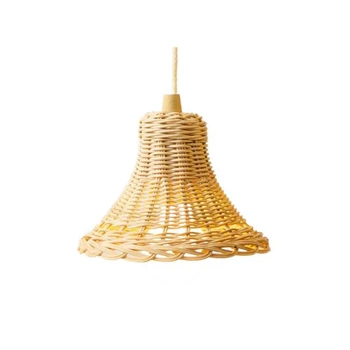 Rattan Lampshade Ročno Tkane Dvoslojni Bambus Dome Lampshade Azijskih Kmečko Japonski Lučka Design