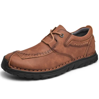 Retro Kravjega usnja čevlji moški Loafers Plus Velikost 46 Moda Priložnostne čevlji moški Moccasins Ročno moški čevlji usnjeni zapatos de hombre