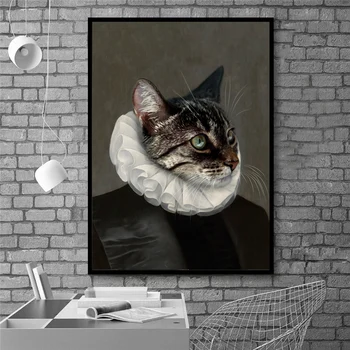 Retro Pes, Mačka Živalskega Olja Slikarsko Platno Slikarstvo Plakati in Tiskanje Cuadros Wall Art za Dnevni Sobi Doma Dekor (Brez Okvirja)