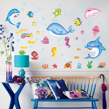 Risanka Morskih živali stenske nalepke za otroke sobe, spalnice ozadju doma nalepke za dekoracijo lepa žival vrtec nalepke