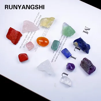 Runyangshi 2 stilov 14pcs Naravne crystal surovega kamna sedem čakro Terapija Kamen Zdravje kristali kremena zbirka darilo