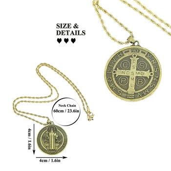 Saint St Benedikt Nursia Pokrovitelj Medaljo 4 cm Medalla Križ Križ Exorcism Verige Ogrlica Katoliške Poroke Plemenski Izjavo Darilo