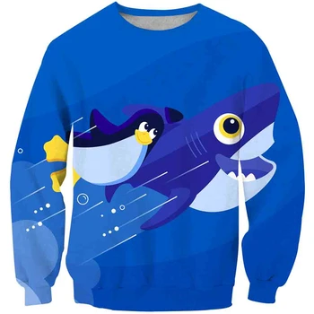 Shark Morska Riba Fantje Dekleta O-neck Majica Jeseni 3D Tiskanja Puloverju Plašč Fantje Darilo za Rojstni dan Otroci Vrhnja oblačila Otrok Oblačila