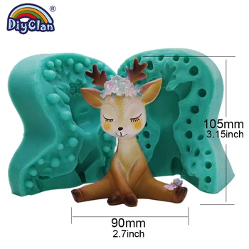 Sika Jelena Silikonski Kalup Za Torto Sveča Dekoracijo Ročno izdelan 3D Živali Čokolada Številke Polimerne Gline Silikonski Obliki Konkretnih