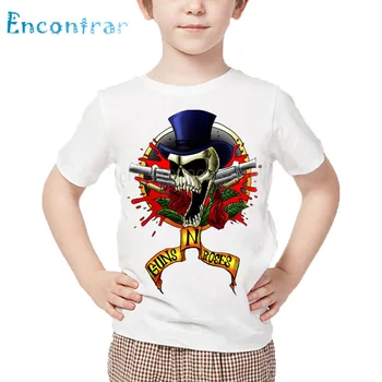 Size3T-9T,Otroci Rock Band Pištolo N Roses Print majica s kratkimi rokavi Otroci Poletje Beli Vrhovi Fantje in Dekleta Modni Priložnostne T-shirt