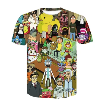 Spomladi In Jeseni Nove T-shirt Anime Rick 3d Tisk T-shirt Harajuku moška T-shirt Risanka Svoboden Kratek Rokav igri Smešno Zgoraj Ulica