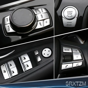 SRXTZM Nov Avto Chrome Gumb Kritje Nalepke Za BMW F07 F10, F12 in F13 F20 F30 F32 Opcija Auto Notranja Oprema 1set