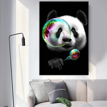 Srčkan Panda Sodobne Umetnosti Oljno sliko Živali Platno Oljna slika, Plakatov in Fotografij Otrok Spalnica Dekoracijo Slikarstvo