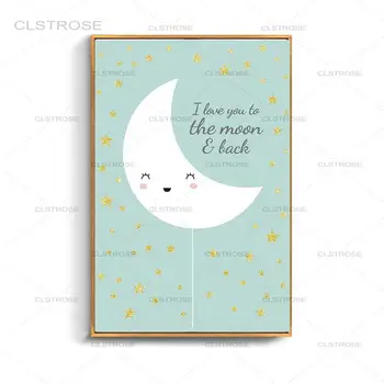 Star Luna v Oblaku, Risanka Umetniško Platno Slikarstvo Plakatov in Fotografij Baby otroška Dekoracijo Doma Stenskih slikah, za dnevno Sobo
