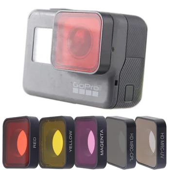 TENENELE Go Pro 7 Objektiv Kamere Filter CPL Polarizirajočega/UV/Rdeča/Magenta/Yellow Filtri Set Za GoPro Hero 5 6 7 Črne Leče, Pribor
