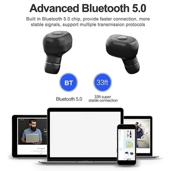TWS Bluetooth 5.0 Slušalke Stereo Zmanjšanje Hrupa Brezžični 6D Stereo Šport Nepremočljiva Čepkov Slušalke Z Mikrofonom
