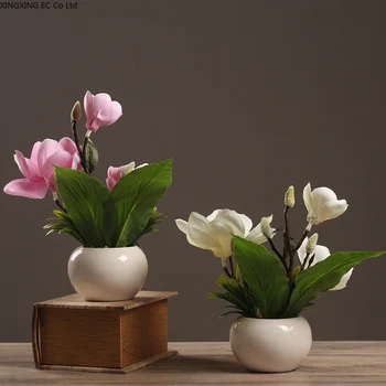 Umetne Rože Spraviti Okrasni Cvetlični Plastični Cvet Keramični Lonci Okrasni Moderna Dnevna Soba Dekoracijo Doma Pribor