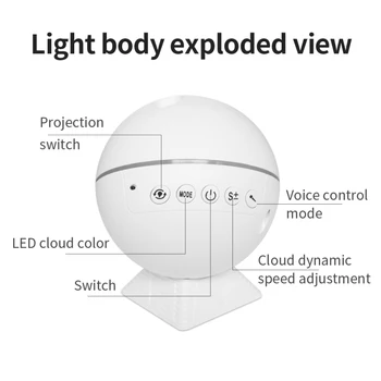 USB Kabel LED Glasovni Nadzor Sferičnih Mini Lasersko Svetlobo Vode Vzorec Zvezdnato Nebo Projekcija Lučka za Osvetlitev Dekoracijo 2020 NOVA