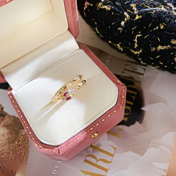 USTAR Kristal Rose Kača Obroči za ženske Ženski Zlato Odpiranje Nastavljiva velikost Obroča Modni Nakit darila