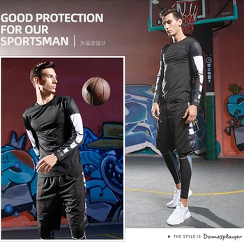 Vaja Telovadnici Fitnes Oblačila Za Moške, Stiskanje Šport Nastavite Joggers Usposabljanje Tesen Trenirko Primerno Teče Košarka