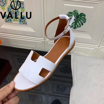 Vallu 2020 poletje novo minimalistični sandali temperament študente divje preprost ravno čevlji plaži na prostem