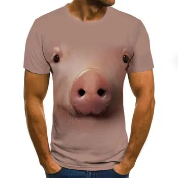 Verano 2020 nueva Camisa estampada con patrn de cerdo camiseta prendas de hip-hop Camiseta de manga corta ropa calle de