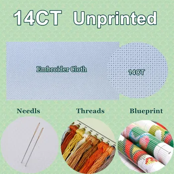 Vezenje Šteje Navzkrižno Šiv Kompleti Needlework - Obrti 14 ct DMC Barve DIY Umetnosti Ročno izdelan Dekor - Igriv Mucek