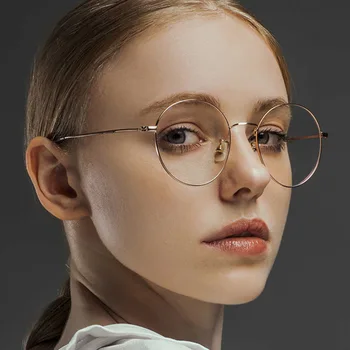 Vintage Očal Okvir Anti-modra Svetloba Očala Ženske Okrogle Kovinske Eye Glasses Moda Skozi Velika Očala Moških Kratkovidnost 2020
