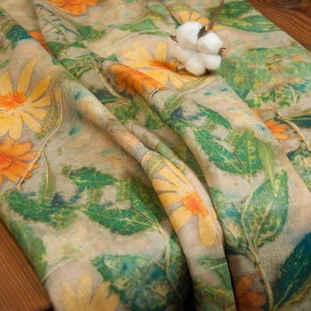 Visoka kakovost nove perilo tkanine, Rumena cvjetnim tiskanja materiala Visoko kakovostni oblačila po meri haljo obleko tkanine