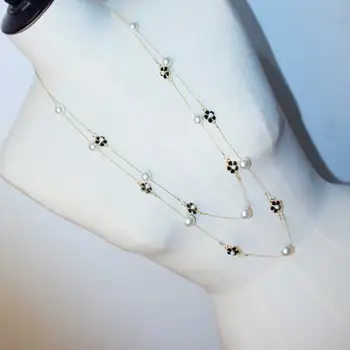 Votlo camellia biser dolgo ogrlico večplastne jesensko zimski pulover verige ogrlica za ženske