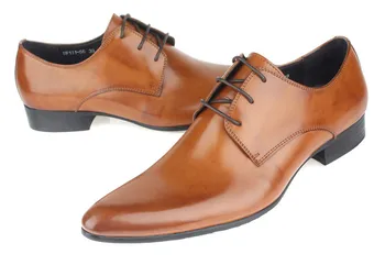 VROČE PRODAJO ! Rjava Socialne Čevlji Moški Poročni Čevlji Pravega Usnja Poslovna Obutev Moška obleka, čevlji