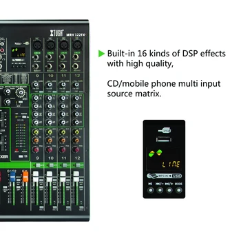 XTUGA MRV122FX 12Channel Zvočni mešalnik zvoka odbor Ultra-moda vseh kovinsko ohišje z digitalnim prikazom MP3,Bluetooth,EQ,Učinek