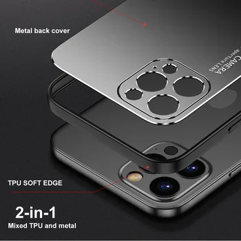 Za iphone 12 pro primeru luksuznih Kovinsko Aluminijasto ohišje objektiv kamere protector za iphone 12 ohišje iz silikona, mehko odbijača 360 polno kritje
